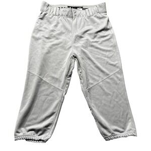 Adidas Baseball Pants Mens Large Gray Knee Length Snap Elastic Waist NWT